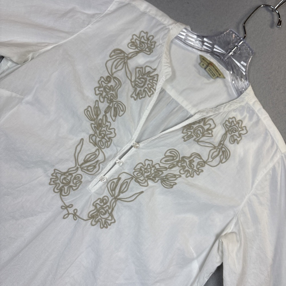 ROYAL ROBBINS Women's Tunic Top Small White Embroidered 3/4‎ Sleeve